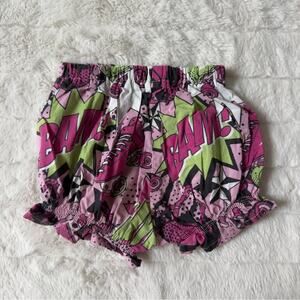Handmade Bam! Roller Skate Pink Green Graphic Print Baby Girl bloomers shorts